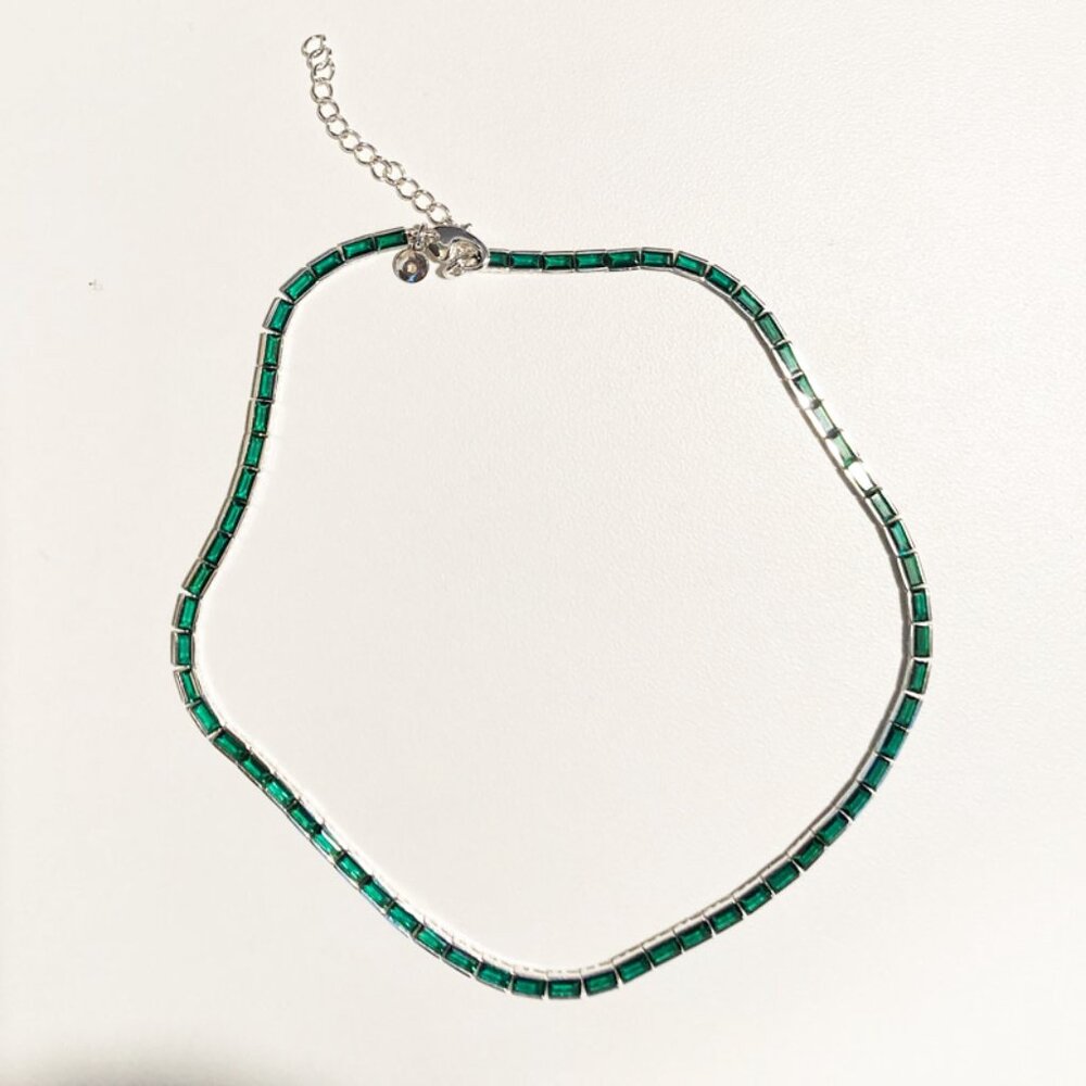 Madewell x Aimee Song Tennis Collection Emerald Baguette CZ Choker Necklace